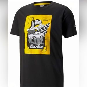 Puma Porsche Legacy Graphic Black T-shirt SZ Large short sleeve